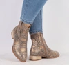 Brązowe botki damskie płaskie wiosenne wężowa skóra Jezzi