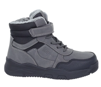 Szare buty zimowe dla chłopca na rzepy ciepłe i tanie NEWS