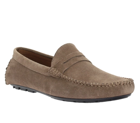 Brązowe zamszowe mokasyny męskie skórzane welurowe nobukowe American Club