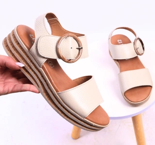 Skórzane sandały damskie na platformie Hiszpańskie El Pimpi