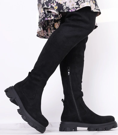 Wysokie czarne kozaki damskie za kolano Syntia