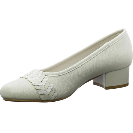 Białe czółenka damskie na niski obcasie Jezzi