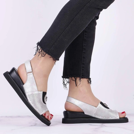 Srebrne sandały damskie komfortowe Jezzi rmr2267-2