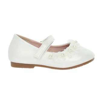 Białe buciki dla dziewczynki balerinki z kwiatuszkami MissE
