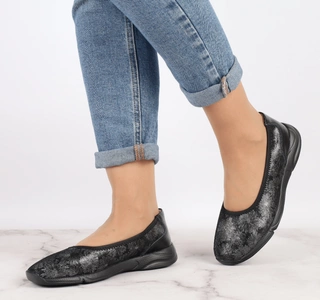 Czarne baleriny czółenka damskie sportowe komfortowe Jezzi 21PB32-3612