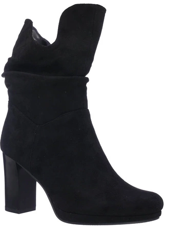 Czarne botki zamszowe na słupku i platformie Jezzi