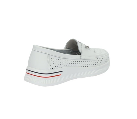 Białe skórzane mokasyny damskie sportowe półbuty Jezzi