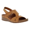 Brązowe skórzane sandały damskie płaskie na rzep Gino Fabiani - Produkt Polski