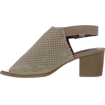 Brązowe sandały damskie na obcasie z zabudowaną ażurową cholewką Jezzi