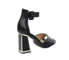 Czarne eleganckie sandały damskie na wysokim obcasie z zakrytą piętą Jezzi