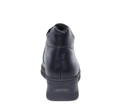 Czarne skórzane trzewiki damskie zimowe buty komfortowe Gino FAbiani