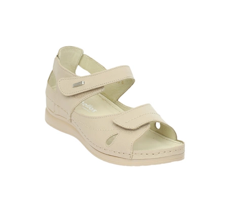 Eleganckie i komfortowe sandały damskie płaskie ze skóry naturalne z zakrytą piętą HELIOS