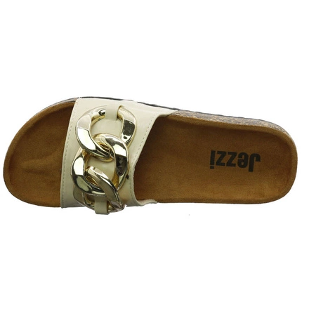 Klapki na grubej korkowej podeszwie z łańcuchem Jezzi