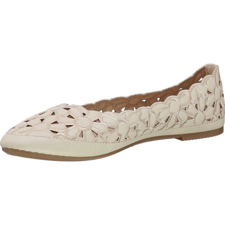 Beżowe balerinki damskie ażurowe kwiatki Jezzi
