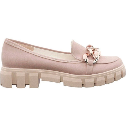 Beżowe półbuty damskie na ciężkiej podeszwie Polskie Azali