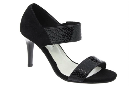 Czarne sandały damskie na szpilce z zakrytą piętą Jezzi