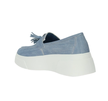 Niebieskie damskie mokasyny na białej platformie Mc Braun