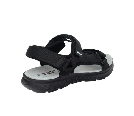 Czarne sandały męskie ze skórzaną wkładką na rzepy American Club