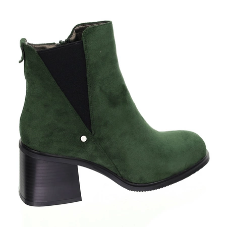 Zielone zamszowe botki damskie zimowe eleganckie i komfortowe Jezzi