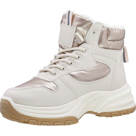 Beżowe trzewiki damskie ocieplane śniegowce Jezzi