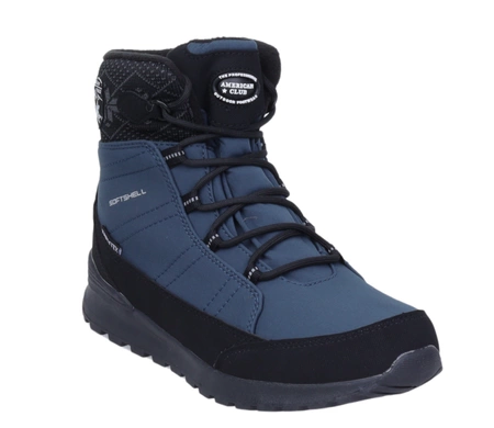 Granatowe śniegowce damskie buty termiczne wodoodporne American Club