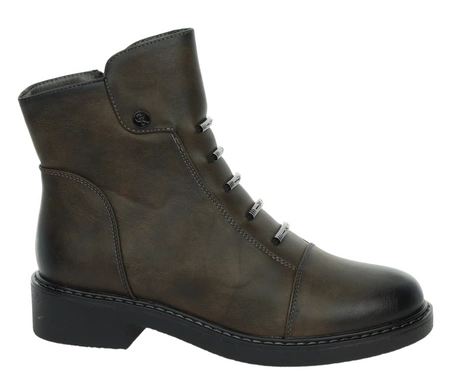 Czekoladowe botki damskie ocieplane na zamek płaskie i eleganckie Jezzi