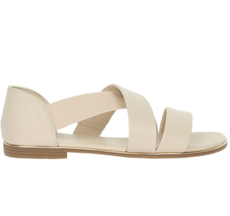 Beżowe sandały płaskie wsuwane z zakrytą piętą Jezzi