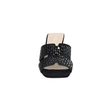 Czarne seksowne klapki damskie na transparentnym plastikowym obcasie Vinceza