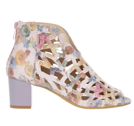 Kolorowe sandały damskie zabudowane na obcasie ażurowe Daszyński