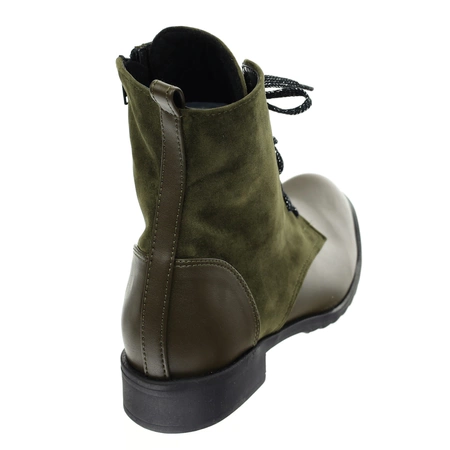 Zielone botki płaskie buty zimowe komfortowe Polskie Azali