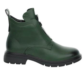 Zielone botki damskie ocieplane na zamek Jezzi