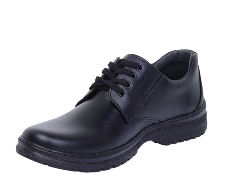 Męskie półbuty czarne skórzane garniturowe Activ