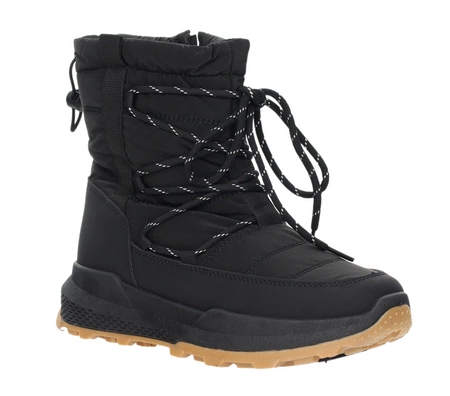 Czarne modne śniegowce damskie sportowe botki ciepłe na zimę Jezzi