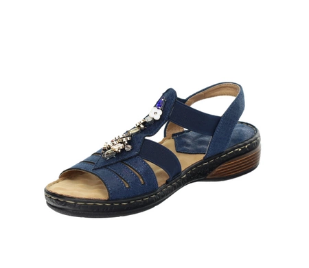 Granatowe komfortowe sandały damskie wsuwane szyte Jezzi