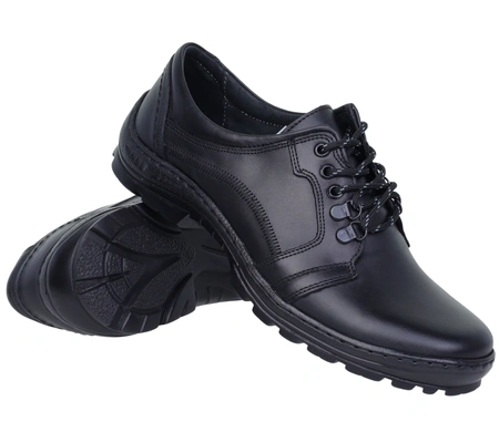 Męskie półbuty czarne skórzane wytrzymałe Activ