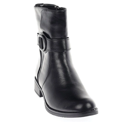 Komfortowe botki damskie płaskie czarne Jezzi