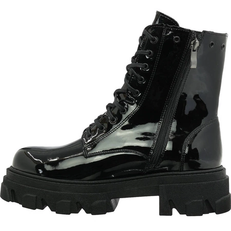 Traperki lakierowane skórzane botki damskie Gino Fabiani