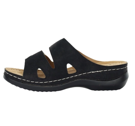 Czarne eleganckie i komfortowe klapki damskie regulowane Jezzi