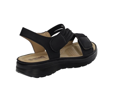 Czarne lekkie sandały damskie płaskie komfortowe na rzepy Jezzi