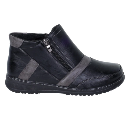 Ciepłe buty zimowe damskie na dwa zamki babcine botki na zimę UNISOFT