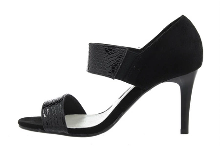 Czarne sandały damskie na szpilce z zakrytą piętą Jezzi