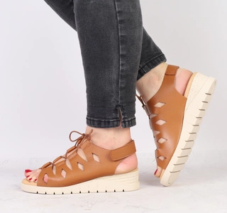 Skórzane sandały damskie rzymianki brązowe Hiszpańskie El Pimpi