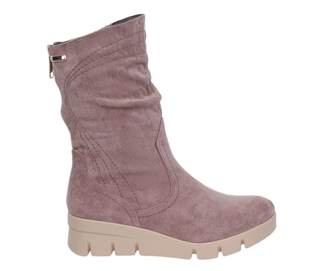 Brązowe buty zimowe damskie na niskiej koturnie Jezzi