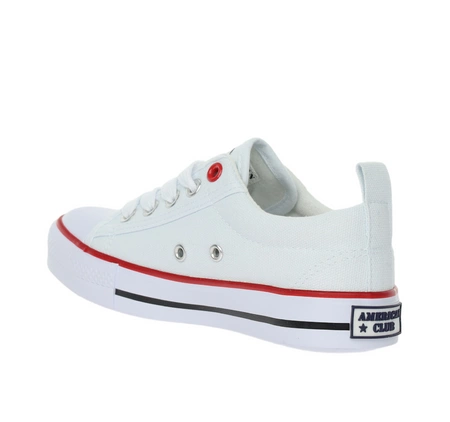 Białe trampki dziecięce sznurowane na białej grubej podeszwie American Club