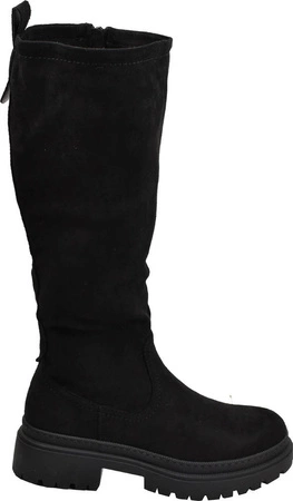 Czarne kozaki płaskie damskie zamszowe Jezzi