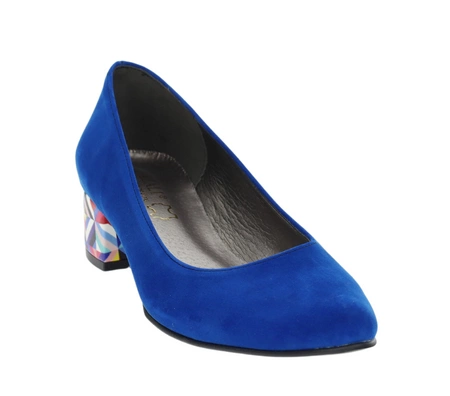 Chabrowe czółenka damskie na modnym szerokim obcasie Lily od Azali