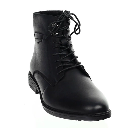 Czarne półbuty męskie zimowe skórzane i eleganckie American Club