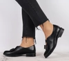 Czarne licowe półbuty damskie płaskie wsuwane eleganckie Jezzi