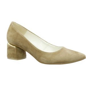 Czółenka zamszowe beżowe ze skórzaną wkładką Massimo Lucchesi