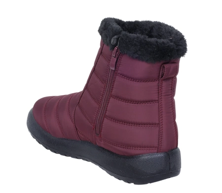 Bordowe śniegowce damskie na zamek wodoodporne Jezzi